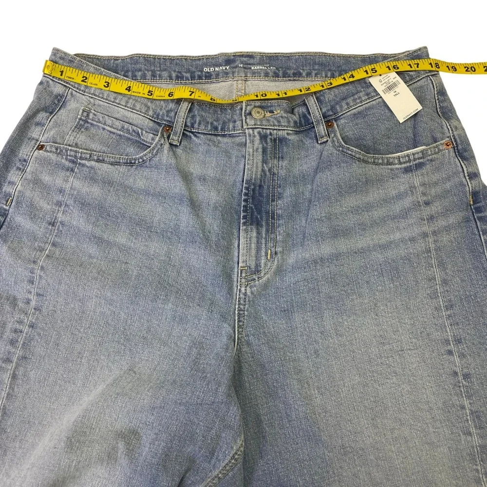 NEW Old Navy High-Rise Barrel Leg Jeans Light Wash Blue Womens 16 Tall - Picture 10 of 14
